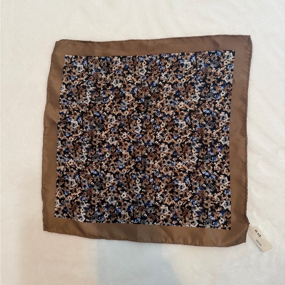 Jos. A. Bank Brown & Blue Floral Pocket Square – Classic Men’s Suit Accessory